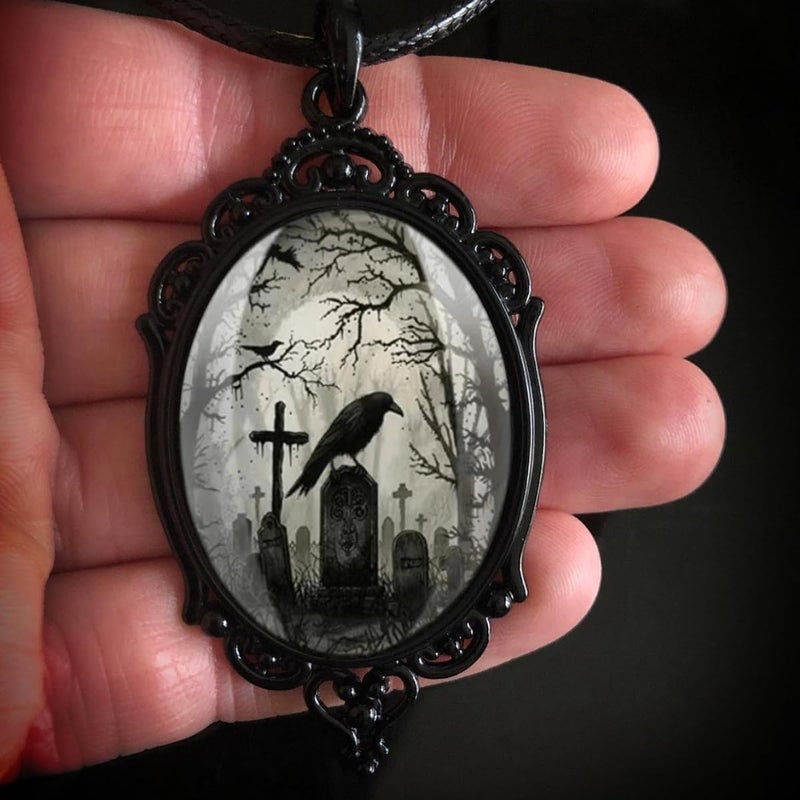 MIFYNN Gothic Bat Glass Pendant Necklace for Women Vintage Gothic Rope Chain Witch Bat Choker Dark Punk Style Necklace Victoria Emboss Necklaces Mystic Witch Jewelry Accessories - Image 3